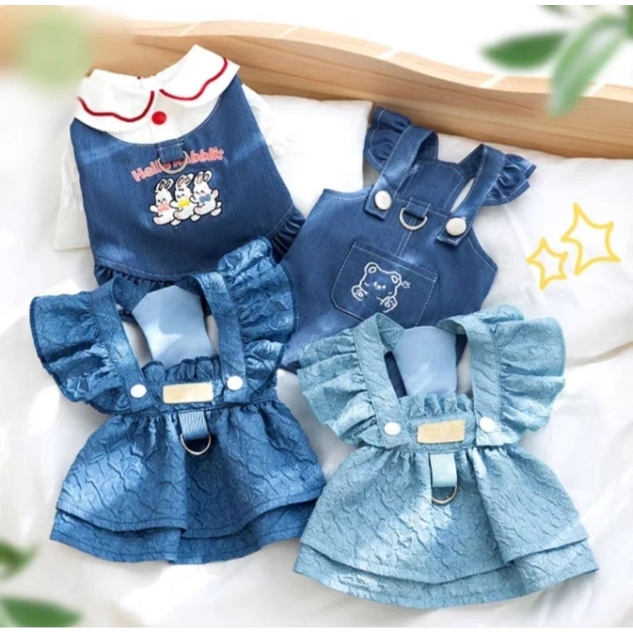 Baju anjing jeans lucu gemes